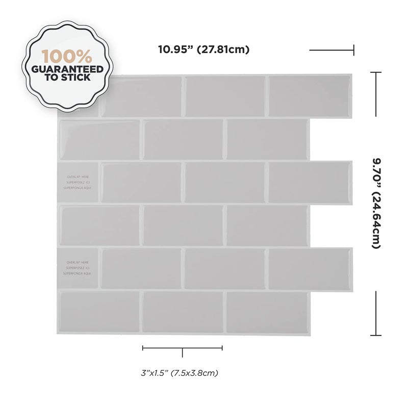 SMART TILES Peel and Stick Backsplash- 10 Sheets of 10.95" x 9.70" - 3D Adhesive Peel and Stick Tile Backsplash for Kitchen, Bathroom, Wall Tile, Cassandra - Image 3